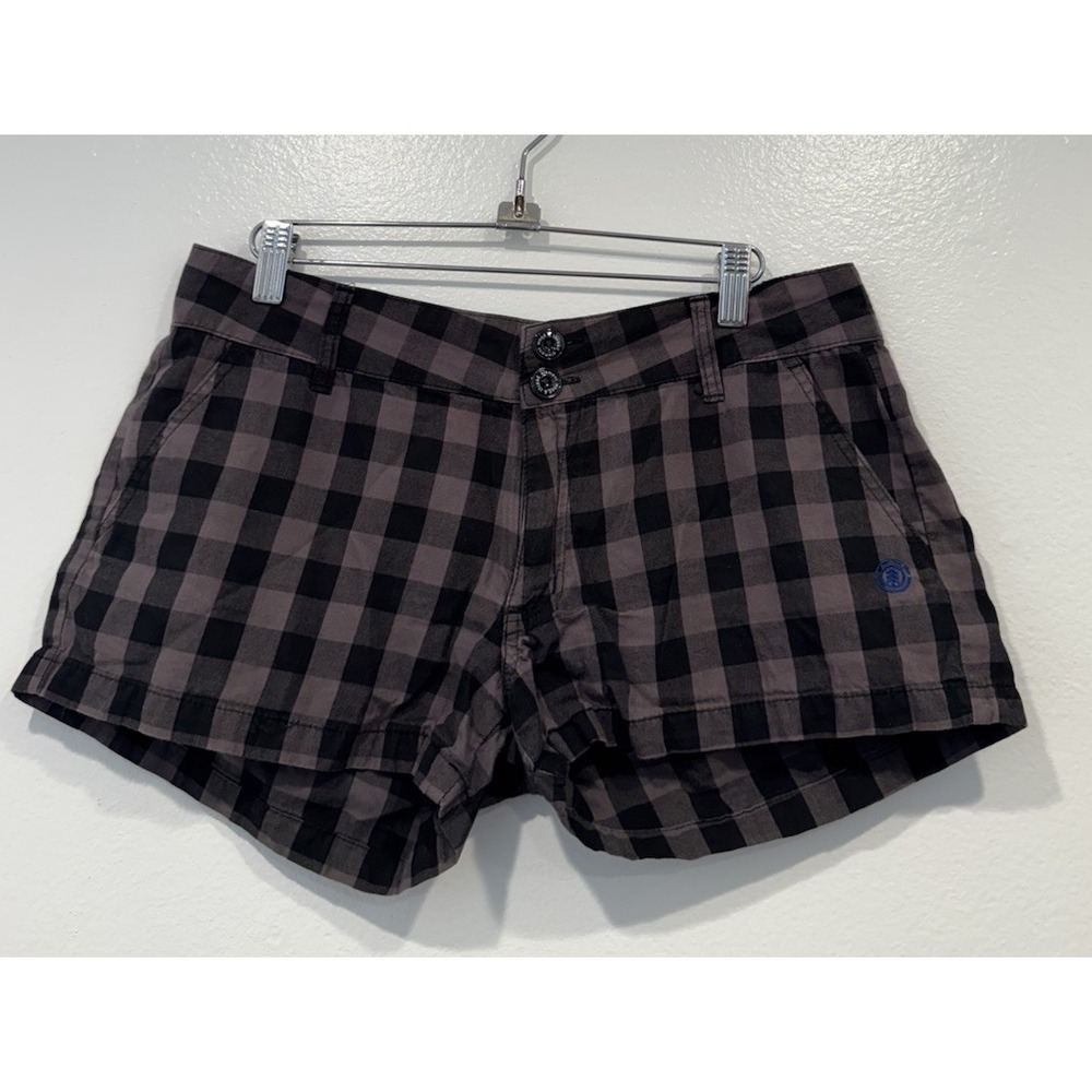 Element Gingham Shorts Size 7 Checkered 90s Y2K Look Low Rise Grunge Skater Emo
